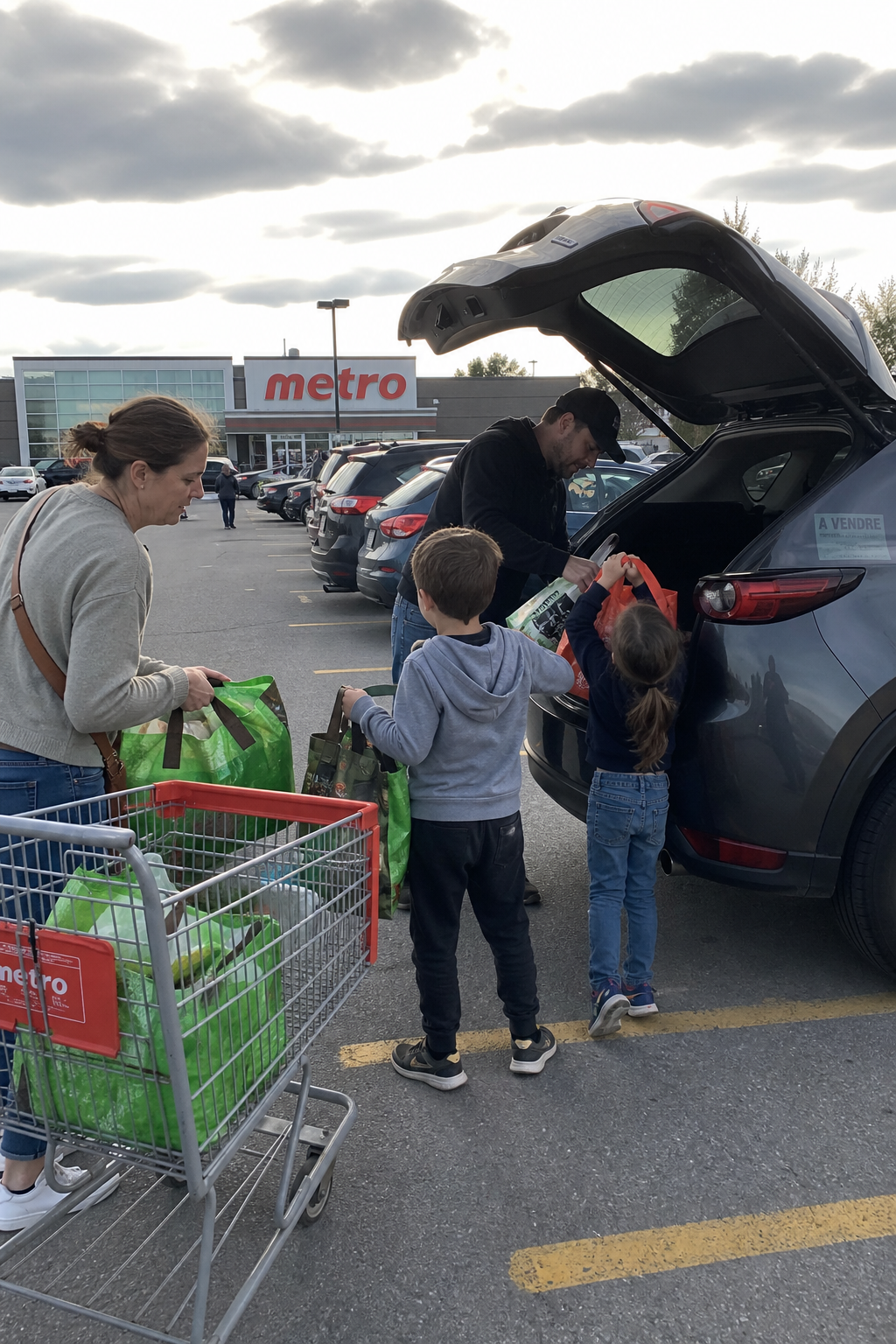 Famille québécoise avec leur nouvelle auto